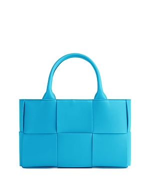 Bottega Veneta Mini Acro Woven Leather Crossbody In Pool/gold