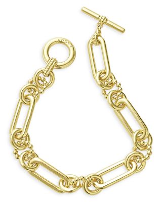 18K Yellow Gold Signature Caviar Fluted Oval Chain Bracelet, Medium