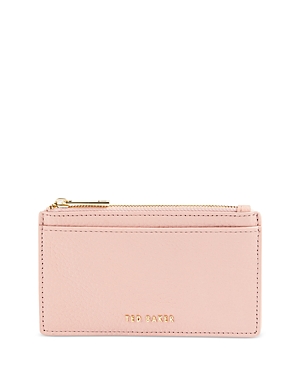 Ted Baker Briell Leather Zip Card Holder In Pale Pink