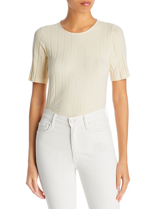Monrow Flat Ribbed Elbow Sleeve Top Bloomingdale's