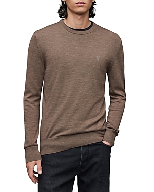 Allsaints Mode Merino Wool Embroidered Logo Regular Fit Crewneck Sweater In Light Coco