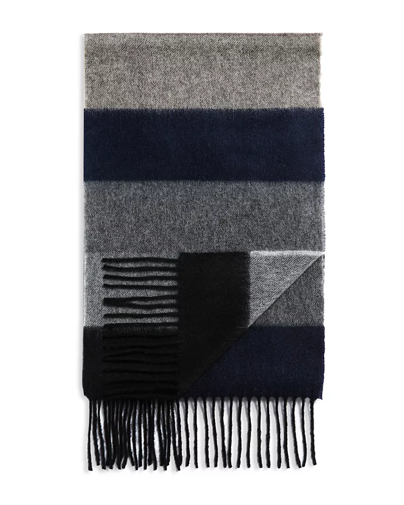 The Men's Store at Bloomingdale's Color Blocked Stripe Oversized Cashmere Scarf - Exclusive