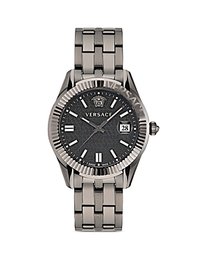 Versace Greca Time Bracelet Watch In Black/gray
