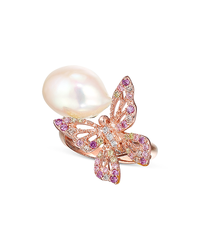Anabela Chan Butterfly Orchard Pink Cultured Freshwater Pearl & Simulated Stone Ring In Pink/rose Gold