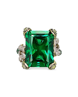 Shop Anabela Chan 18k Yellow Gold Plated Sterling Silver English Garden Simulated Emerald & Simulated Diamond Cinderel In Green/gold