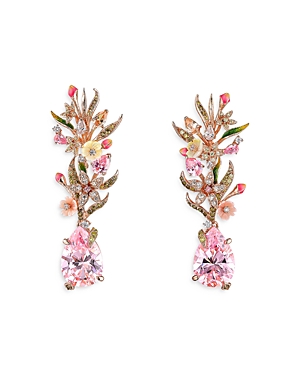 Anabela Chan 18k Rose Gold Vermeil English Garden Multi Simulated Stone Pink Posie Drop Earrings In Pink/gold