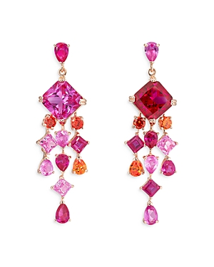 Anabela Chan 18k Rose Gold Vermeil Tutti Frutti Multi Simulated Stone Drop Earrings In Pink/rose Gold