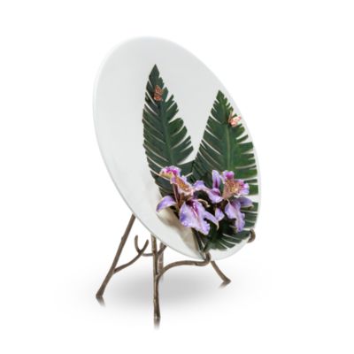 Orchid and Banana Leaf Platter with Stand