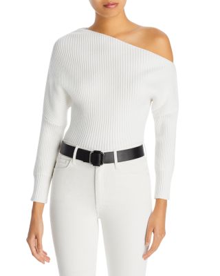 Line and dot one shoulder sweater sale