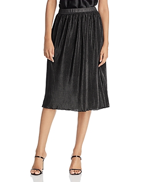 Status By Chenault Pleated Metallic Skirt In Black/gold