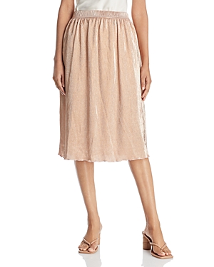 Status By Chenault Pleated Metallic Skirt In Blush/gold