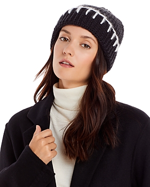 Aqua Whipstitch Cuff Knit Hat - 100% Exclusive In Black/white