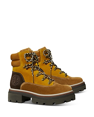 Tory Burch Chunky Sole Ankle Length Contrast Panel Boots In Wheat
