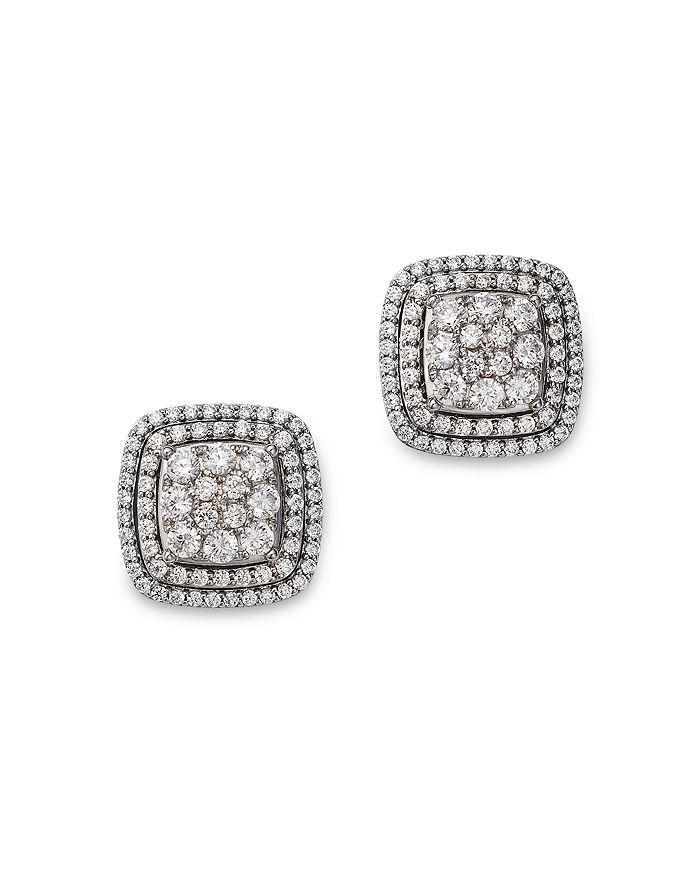 Bloomingdale's Diamond Halo Cluster Stud Earrings in 14K White Gold, 1. ...