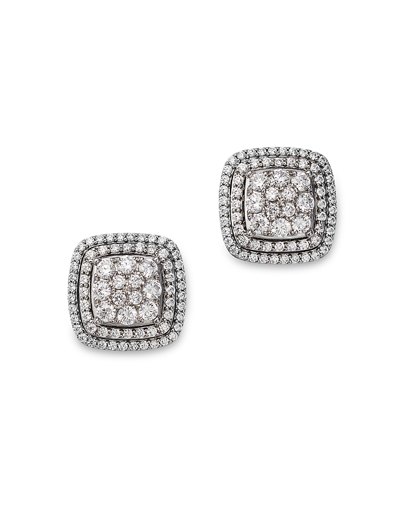 Bloomingdale's Diamond Halo Cluster Stud Earrings In 14k White Gold, 1.0 Ct. T. W. - Exclusive In White