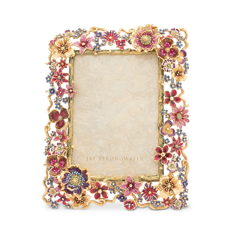 Jay Strongwater Brocade Floral Cluster Frame In Multi