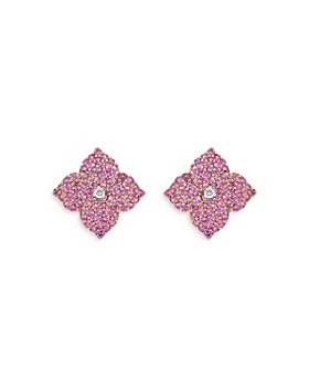 PIRANESI - 18K Rose Gold Pink Sapphire & Diamond Large Flower Earrings