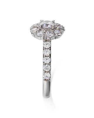 Diamond Halo Ring in 14K White Gold, 1.60 tcw  