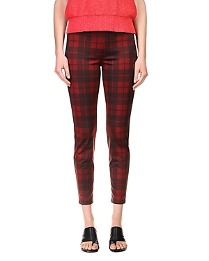 Sanctuary Runway Plaid Ponte Pocket Leggings In Crimson Pl