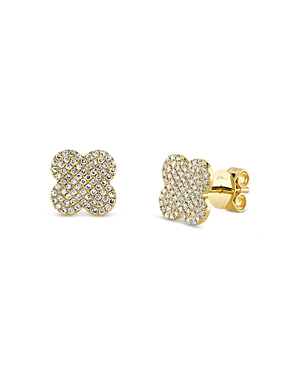 Moon & Meadow 14K Yellow Gold Diamond Pave Clover Stud Earrings - 100% Exclusive