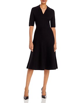 T Tahari - Elbow Sleeve Polo Collar Fit and Flare Dress