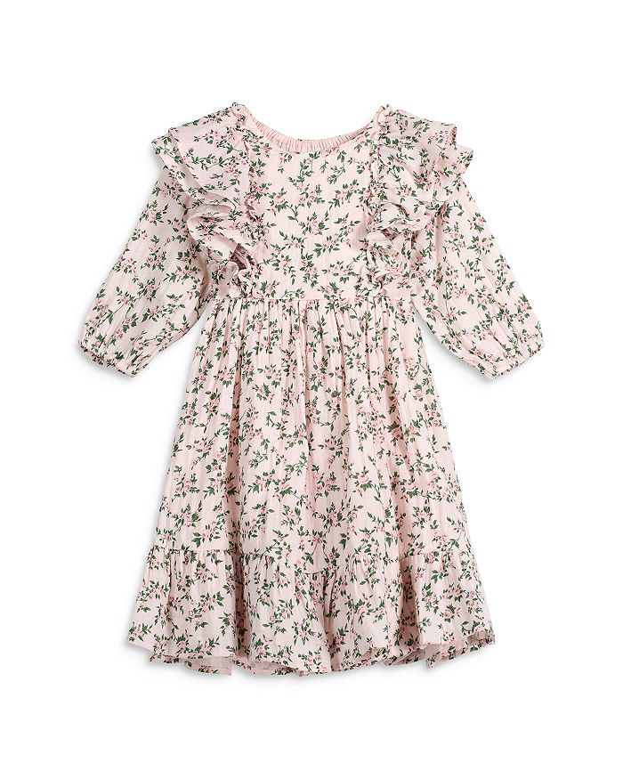 Pippa & Julie Girls' Floral Print Dress with Ruffle Sleeves - Baby