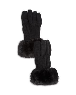 Surell - Faux Fur Cuff Knit Gloves