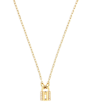 Bloomingdale's Diamond Accent Lock Pendant Necklace 14k Yellow Gold, 0.09 Ct. T.w. - 100% Exclusive