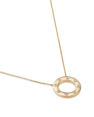 Diamond Circle Pendant Necklace in 14K Yellow Gold, 0.25 tcw 