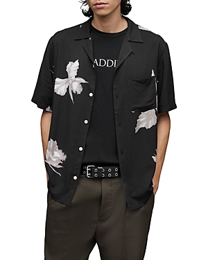 ALLSAINTS DENDRITIC CAMP FLORALS RELAXED FIT SHORT SLEEVE BUTTON DOWN SHIRT