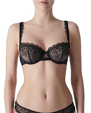 Simone Perele Singuliere Embroidered Tulle Demi Bra In Black