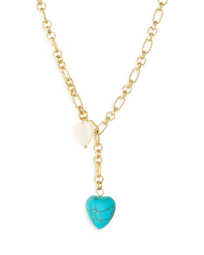 Ettika Turquoise & Mother of Pearl Heart 18K Gold Plated Lariat ...