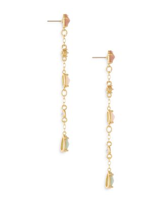 Earth Stone Mixed Crystal Linear Drop Earrings in 18K Gold Plated