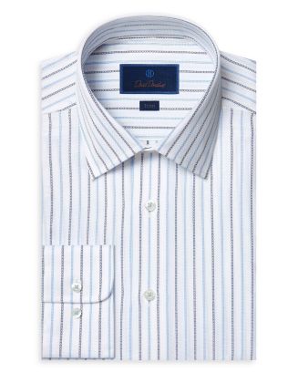 White Striped Dress Shirt 2026.David Donahue Blue and White Striped Dress Shirt | Bloomingdale's