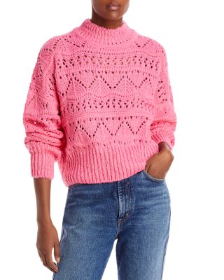 AQUA Pointelle Mock Neck Sweater 100% Exclusive Bloomingdale's