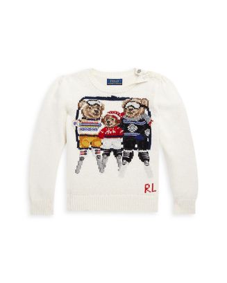 Ralph Lauren Girls' Polo Bear Cotton Sweater - Little Kid | Bloomingdale's