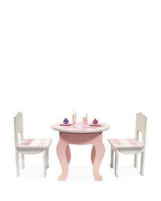 Kids Aurora Princess 18" Doll Pink Plaid Table & Chair with Accessories, Delight Pink - Ages 3-7