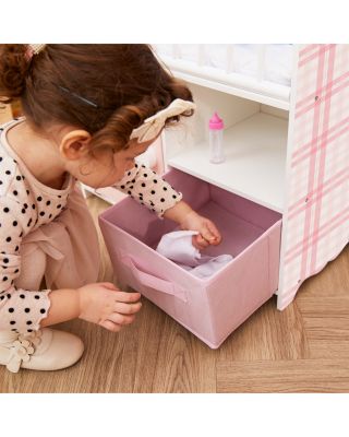 Kids Aurora Princess Pink Plaid Baby Doll Bed with Accessories Pink - Ages 3-7