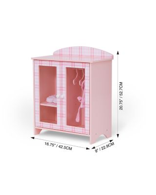 Kids Aurora Princess 18" Doll Pink Plaid Closet with Bathrobe & Slipper Pink - Ages 3-7