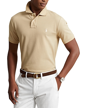 Polo Ralph Lauren Custom Slim Fit Mesh Polo Shirt In Coastal Beige