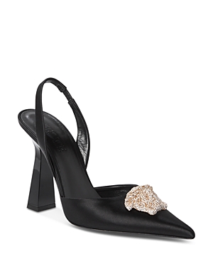 Versace La Medusa Satin Slingback Pump In Black