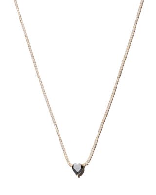 By Adina Eden - Cubic Zirconia Heart Tennis Pendant Necklace in 14K Gold Plated Sterling Silver, 16"-18" - 150th Anniversary Exclusive
