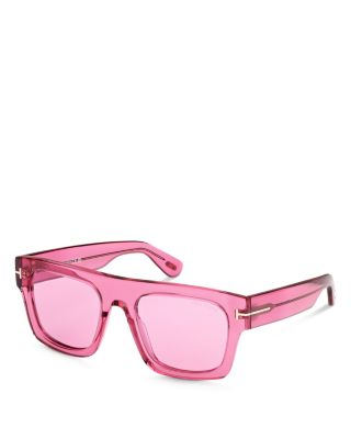 Tom Ford Fausto Geometric Sunglasses, 53mm In Pink/pink Solid