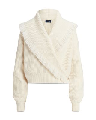 POLO RALPH LAUREN フリンジカーディガン Ralph Lauren Ribbed Fringe Trim Wrap Cardigan | Bloomingdale's