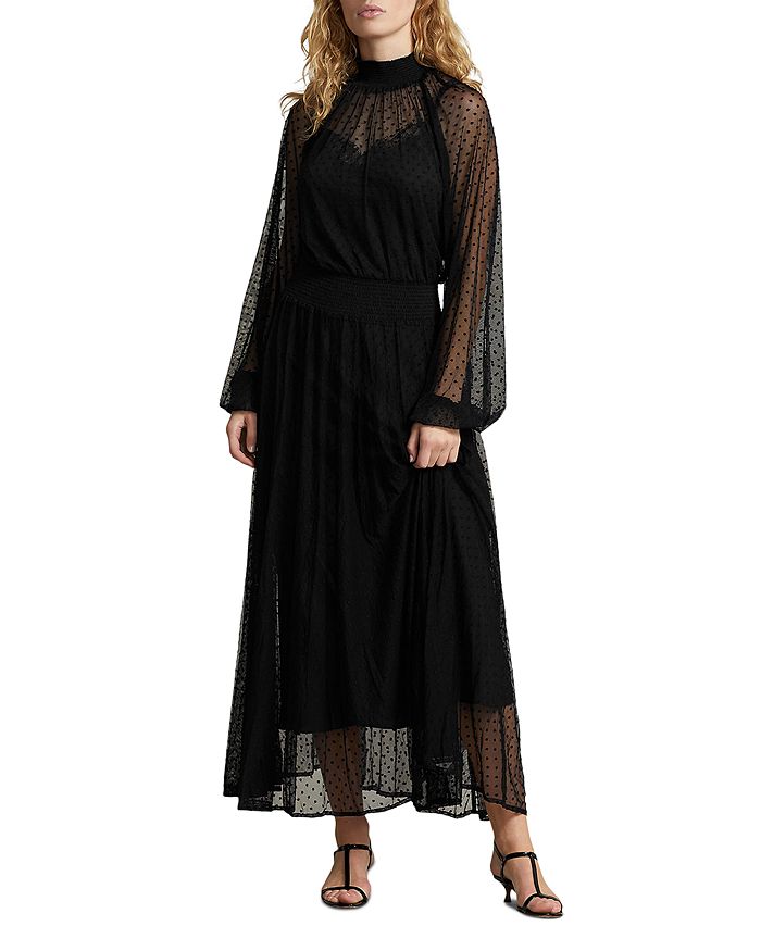 Ralph Lauren Dotted Tulle Smocked Blouson Dress | Bloomingdale's
