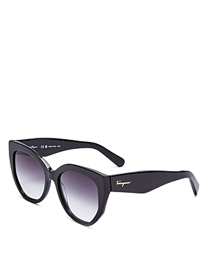 Shop Ferragamo Salvatore  Cat Eye Sunglasses, 56mm In Black/gray Gradient