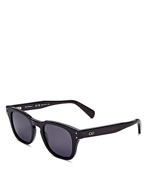 Ferragamo Salvatore  Double Gancini Square Sunglasses, 49mm In Black/gray