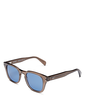 Ferragamo Salvatore  Double Gancini Square Sunglasses, 49mm In Brown/blue