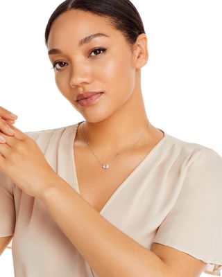 Diamond Baguette & Round Mosaic Pendant Necklace in 14K White Gold, 0.60 tcw 