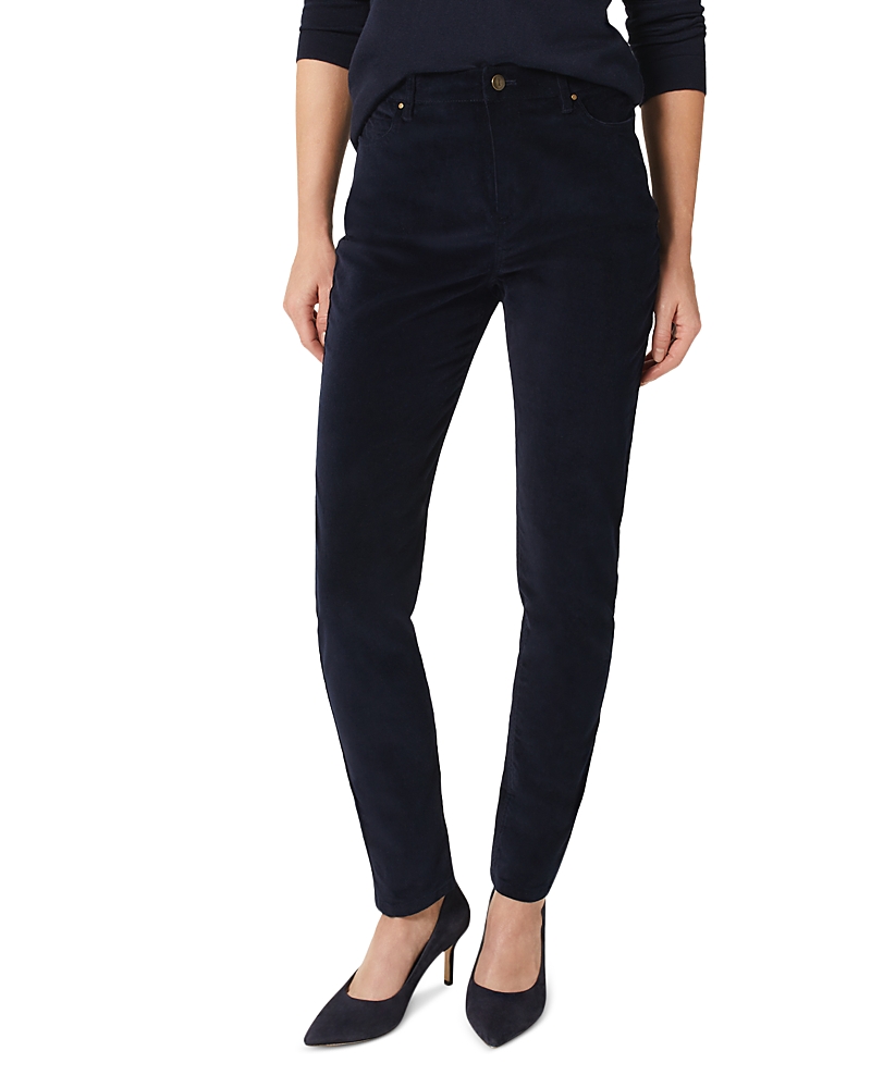 Hobbs London Cotton Blend Velvet Mid Rise Straight Leg Gia Jeans In Navy